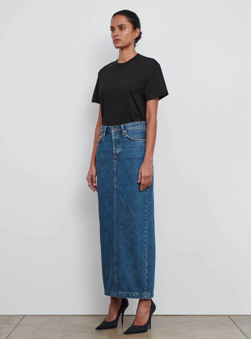 Denim Column Skirt